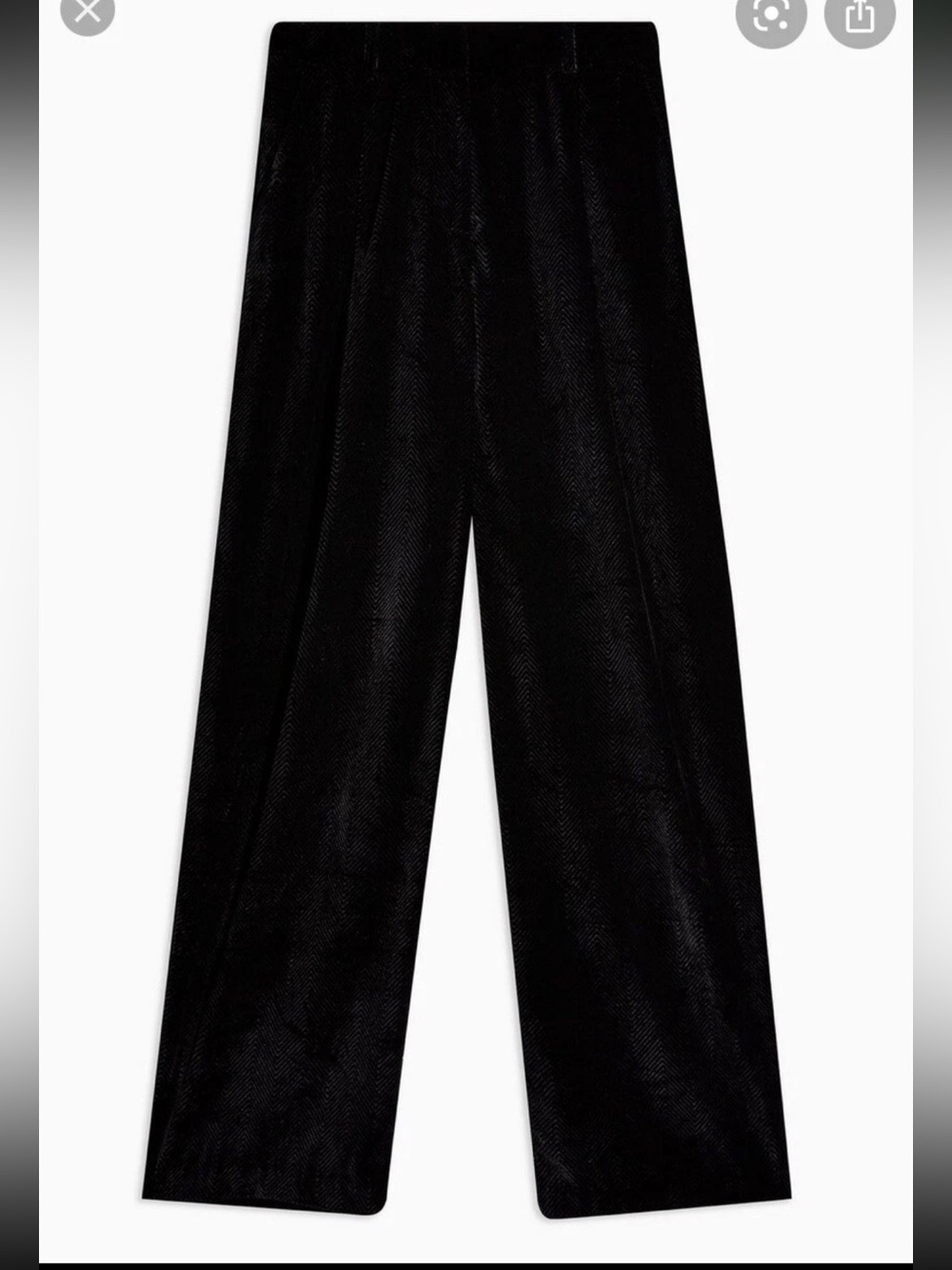 Topshop Herringbone Velvet Wide Leg Trousers, Blk, Size 12 US (fits like 14) - Picture 4 of 4